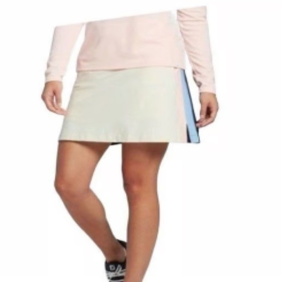 Lady Hagen Women's Khaki, Pink, Navy Blue Side Stripe Woven Golf Skort Size 2 - Picture 2 of 14